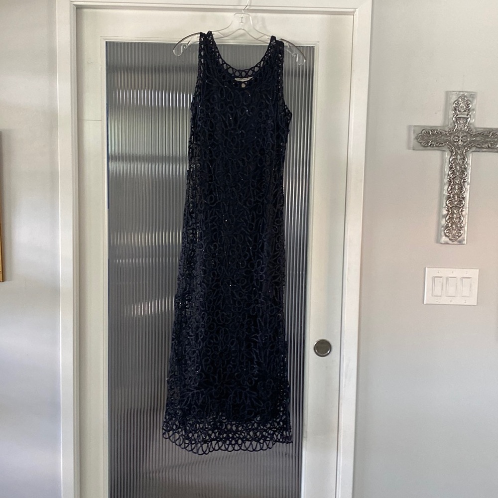 Soulmates 100% silk, 2-piece hand crochet evening dress and matching shawl.